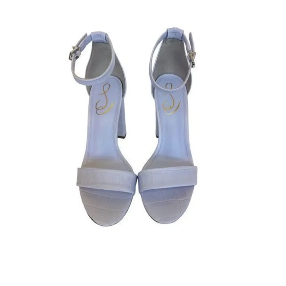 Sam Edelman Yaro Ankle Strap Sandal Misty Lilac Crocoprtlea ‎ Size NWB 7.5 M